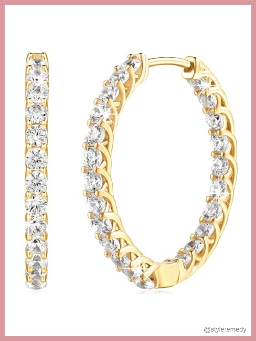 14K Gold Plated Hoop Earrings Cubic Zirconia Huggie Earrings for Women